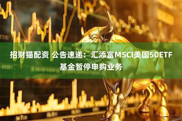 招财猫配资 公告速递：汇添富MSCI美国50ETF基金暂停申购业务