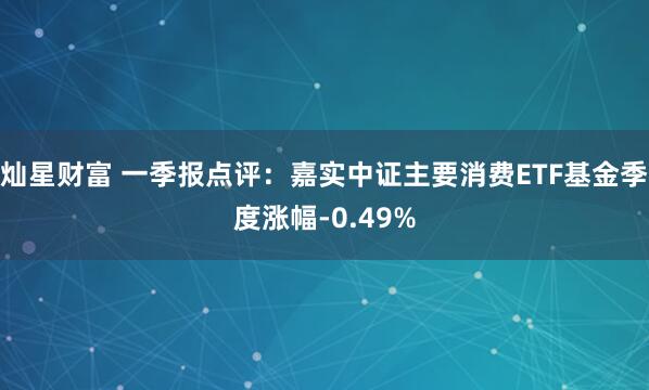 灿星财富 一季报点评：嘉实中证主要消费ETF基金季度涨幅-0.49%